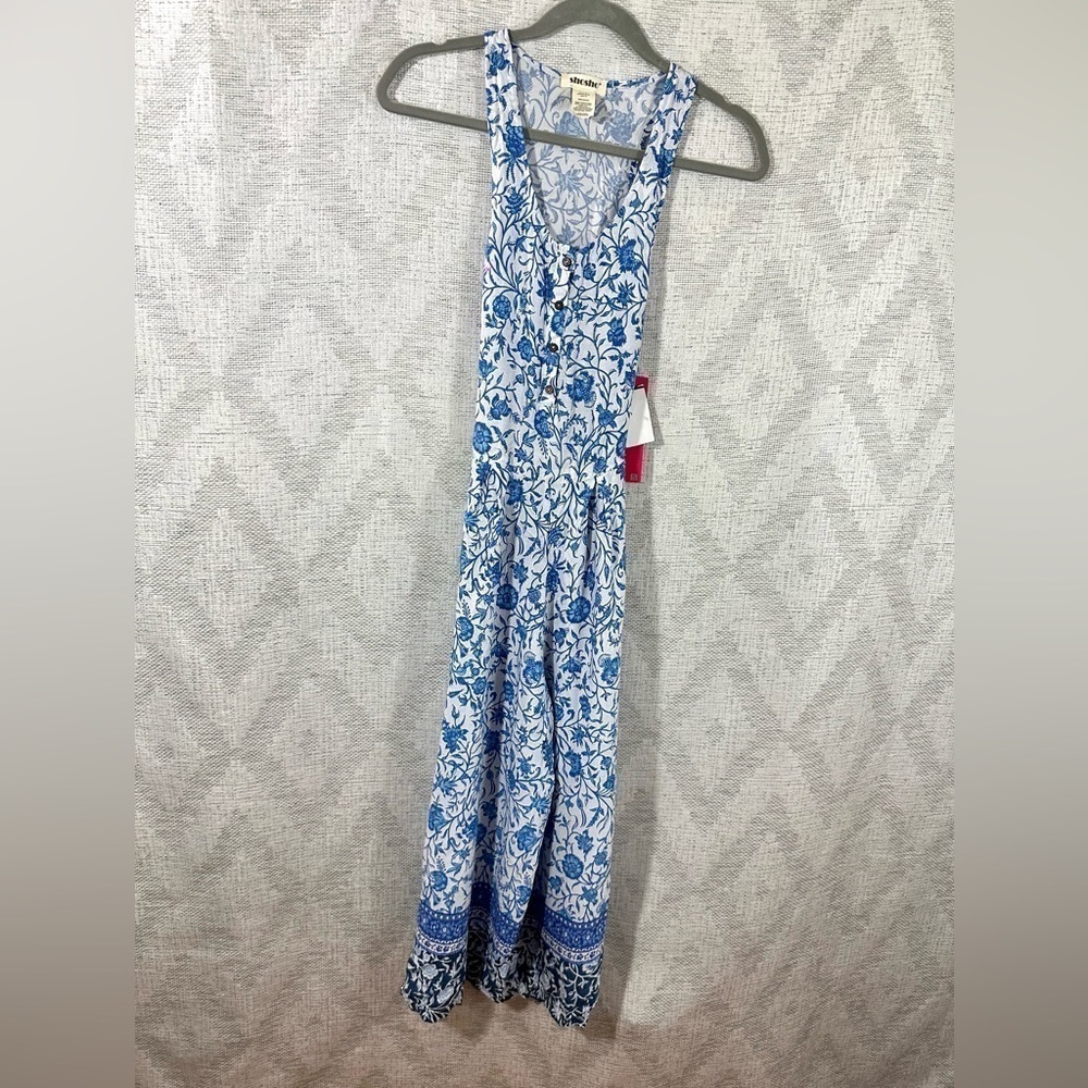 NWT Shosho blue floral cropped jumpsuit size S